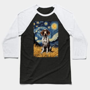 Cute Gsp German Shorthaired Pointer Dog Breed Painting in a Van Gogh Starry Night Art Style Baseball T-Shirt